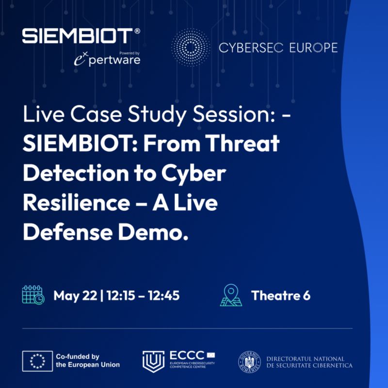 Anunțul găzduirii unei sesiuni live de studiu de caz axate pe SIEMBIOT la Cybersec Europe